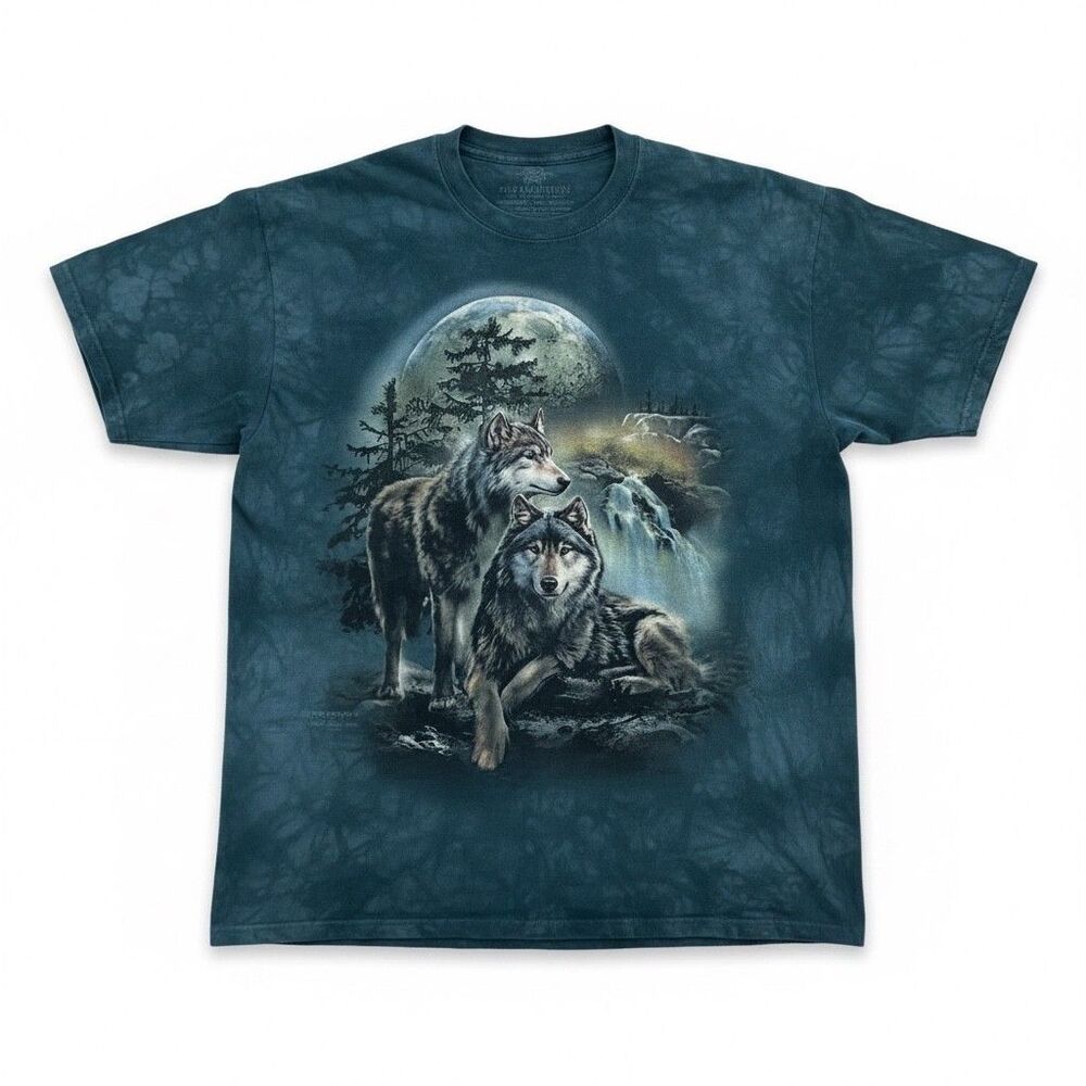 The Mountain Wolves Tie Dye T Shirt Adult Large Gray Nature Wildlife Graphic